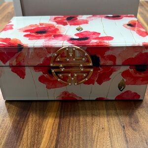 NEW in box Floral Jewelry Box with Red Poppies